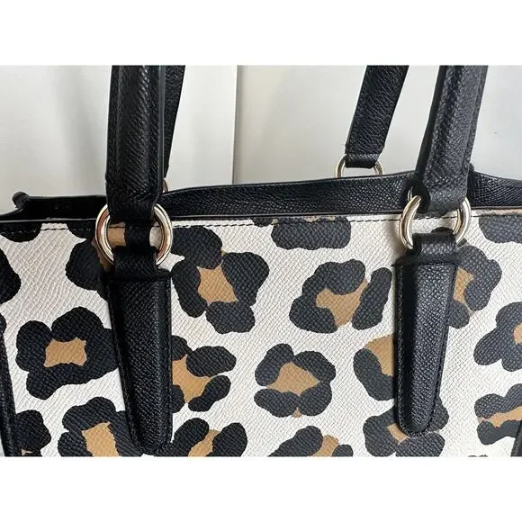 Coach MINI CROSBY CARRYALL IN OCELOT PRINT LEATHER, Black, White, Tan, 41-13 - Picture 12 of 15